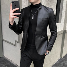 Load image into Gallery viewer, 2022 Brand Clothing Men Spring Slim Casual Leather Jacket Fashion High Quality Leather
