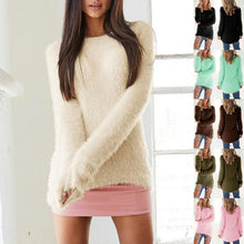 Load image into Gallery viewer, Lady  Simple Thick Fluffy Sweater Jumper Streetwear  Sweater O-Neck   for Daily Wear
