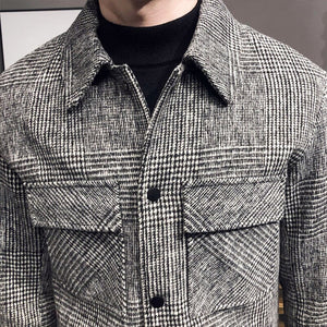 2022 New Style Men High Quality Slim Fit Short Woolen Cloth Coat/Male Plaid Leisure Woolen