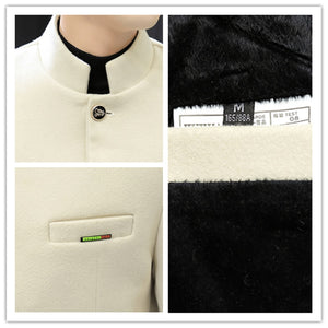 Boutique Men&#39;s Thickened Stand-up Collar Elegant Blazer Casual Korean Version of The Slim