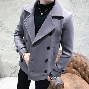 2022 Brand clothing Men High Quality Leisure plaid Woolen cloth coat/Male slim fit winter