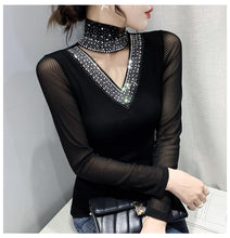 Load image into Gallery viewer, New 2022 Spring Autumn Long Sleeve T-Shirt Fashion Casual Turtleneck Diamond Woman T - FlorentClothingStore 
