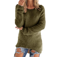 Load image into Gallery viewer, Lady  Simple Thick Fluffy Sweater Jumper Streetwear  Sweater O-Neck   for Daily Wear
