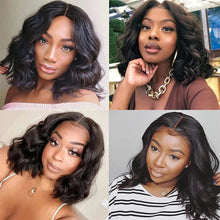 Load image into Gallery viewer, Short Natural Wave Lace Front Human Hair Wig Curly With Baby Hair for Black Women Plucked Hairline Brazilian Lace Wig 12-18 inch - FlorentClothingStore 
