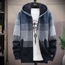 Load image into Gallery viewer, Men Cardigan Autumn Winter Hooded Sweater Jacket Warm Cashmere Casual Wool Zipper Slim Fit Coat
