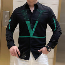 Load image into Gallery viewer, European Fashion Letter Print Shirt Men Fashion Trend Personality Casual Rhinestones
