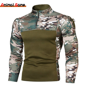 Tactical Combat Men Sweaters Military Uniform Camouflage Zippers US Army Clothes Camo Long Sleeve Shirt