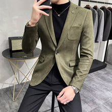 Load image into Gallery viewer, 2022 Deerskin Leather Jacket Blazer Men Casual Slim Blazer Hombre Suit Leather
