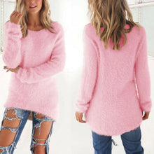 Load image into Gallery viewer, Lady  Simple Thick Fluffy Sweater Jumper Streetwear  Sweater O-Neck   for Daily Wear
