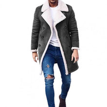 Load image into Gallery viewer, Fashion Men&#39;s Fur Fleece Trench Coats Lapel Long Sleeve Warm Fluffy Overcoat Slim
