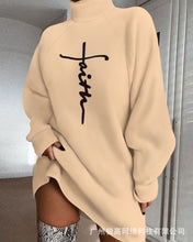 Load image into Gallery viewer, High Neck Chunky Knit Sweater Dress Solid Color Fashion Casual Loose Knitwear Sweaters
