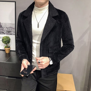 Men Winter Windbreaker Korean Version of Slim Long Wool Casual Woolen Coat Fashion Temperament Trend Slim Coat Large Size S-3XL