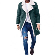 Load image into Gallery viewer, Fashion Men&#39;s Fur Fleece Trench Coats Lapel Long Sleeve Warm Fluffy Overcoat Slim
