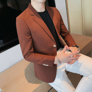 2022 Casual Suit Jackets Blazer for Men Wedding Slim Fit Outwear Oversized Single Breasted