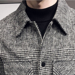 2022 New Style Men High Quality Slim Fit Short Woolen Cloth Coat/Male Plaid Leisure Woolen