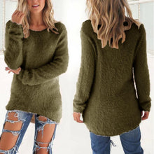 Load image into Gallery viewer, Lady  Simple Thick Fluffy Sweater Jumper Streetwear  Sweater O-Neck   for Daily Wear
