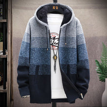 Load image into Gallery viewer, Men Cardigan Autumn Winter Hooded Sweater Jacket Warm Cashmere Casual Wool Zipper Slim Fit Coat
