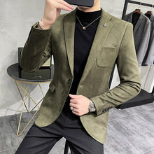 Load image into Gallery viewer, 2022 Deerskin Leather Jacket Blazer Men Casual Slim Blazer Hombre Suit Leather
