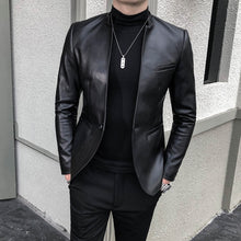 Load image into Gallery viewer, 2022 Brand Clothing Fashion Men High Quality Casual Leather Jacket  Slim Fit Business Leather Suit
