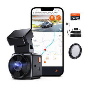 Vantue E1 Lite  Mini Front Car DVR with GPS Free APP Voice Control Dash Cam 24Hours Parking Mode Loop Recording Motion Detection