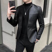 Load image into Gallery viewer, 2022 Brand Clothing Fashion Men High Quality Casual Leather Jacket  Slim Fit Business Leather Suit
