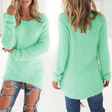 Load image into Gallery viewer, Lady  Simple Thick Fluffy Sweater Jumper Streetwear  Sweater O-Neck   for Daily Wear
