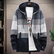 Load image into Gallery viewer, Men Cardigan Autumn Winter Hooded Sweater Jacket Warm Cashmere Casual Wool Zipper Slim Fit Coat
