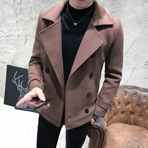 2022 Brand clothing Men High Quality Leisure plaid Woolen cloth coat/Male slim fit winter