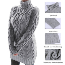 Load image into Gallery viewer, HOT SALE 5 Color Women Turtleneck Twist Knitted Long Sleeve Warm Sweater Autumn Winter Mini Dress Thickened Pullover Retro S-XL
