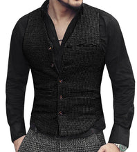 Load image into Gallery viewer, Mens Suit Vest V Neck Wool Brown Single-breasted Houndstooth Waistcoat Casual Formal - FlorentClothingStore 
