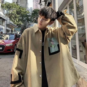 Jacket Men Plus Size Japanese Streetwear Vintage Loose Autumn Printing Clothes Mens - florentclothing store 