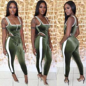 Winter Women's set Velvet bodysuit pencil pants suit two piece set Sexy - florentclothing store 