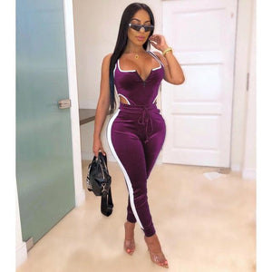 Winter Women's set Velvet bodysuit pencil pants suit two piece set Sexy - florentclothing store 