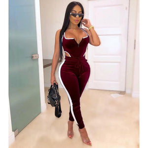 Winter Women's set Velvet bodysuit pencil pants suit two piece set Sexy - florentclothing store 