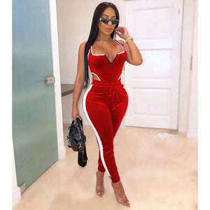 Winter Women's set Velvet bodysuit pencil pants suit two piece set Sexy - florentclothing store 