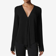 Load image into Gallery viewer, Women&#39;s V Neck Chiffon Shirt Top Plus Size 6XL Long Sleeve Black Feminine Blouse 2020 - florentclothing store 
