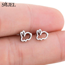 Load image into Gallery viewer, SMJEL Stainless Steel Mickey Stud Earrings for Women Girls Minimalist Fox Cat - florentclothing store 
