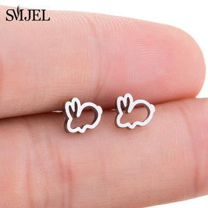 SMJEL Stainless Steel Mickey Stud Earrings for Women Girls Minimalist Fox Cat - florentclothing store 