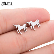 Load image into Gallery viewer, SMJEL Stainless Steel Mickey Stud Earrings for Women Girls Minimalist Fox Cat - florentclothing store 
