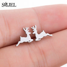 Load image into Gallery viewer, SMJEL Stainless Steel Mickey Stud Earrings for Women Girls Minimalist Fox Cat - florentclothing store 
