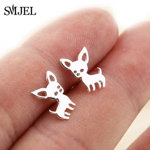 SMJEL Stainless Steel Mickey Stud Earrings for Women Girls Minimalist Fox Cat - florentclothing store 