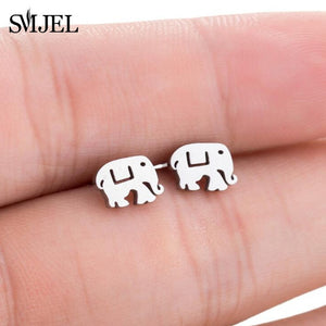 SMJEL Stainless Steel Mickey Stud Earrings for Women Girls Minimalist Fox Cat - florentclothing store 