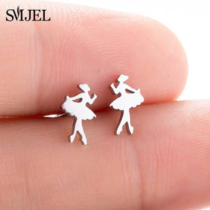 SMJEL Stainless Steel Mickey Stud Earrings for Women Girls Minimalist Fox Cat - florentclothing store 