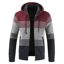 Load image into Gallery viewer, Sweater Coat Men 2020 Winter Thick Warm Hooded Cardigan Jumpers Men Striped Wool - florentclothing store 
