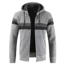 Load image into Gallery viewer, Sweater Coat Men 2020 Winter Thick Warm Hooded Cardigan Jumpers Men Striped Wool - florentclothing store 
