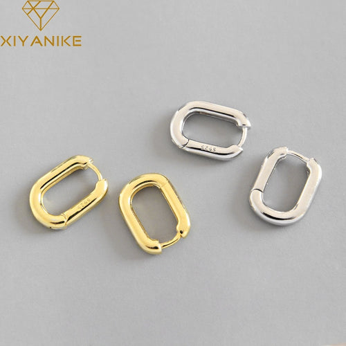 XIYANIKE Minimalist 925 Sterling Silver Stud Earrings Vintage Geometric Ellipse - florentclothing store 