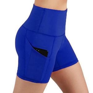 Women High Waist Out Pocket Yoga Short Running Athletic Yoga Shorts Pants - florentclothing store 