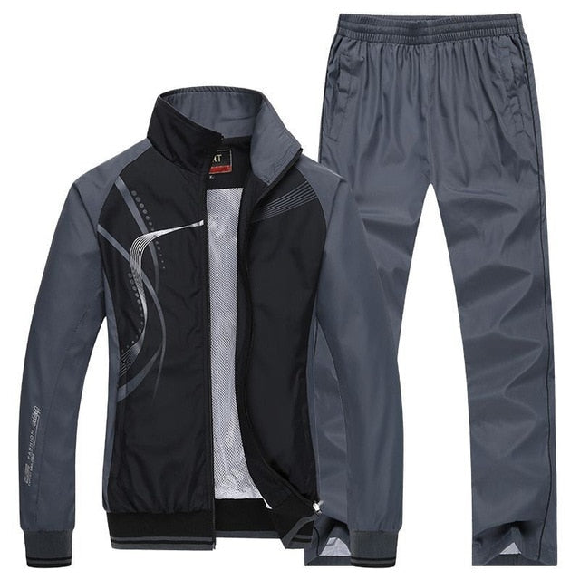 Men Sportswear New Spring Autumn Tracksuit 2 Piece Sets Sports Suit Jacket+Pant Sweatsuit - FlorentClothingStore 