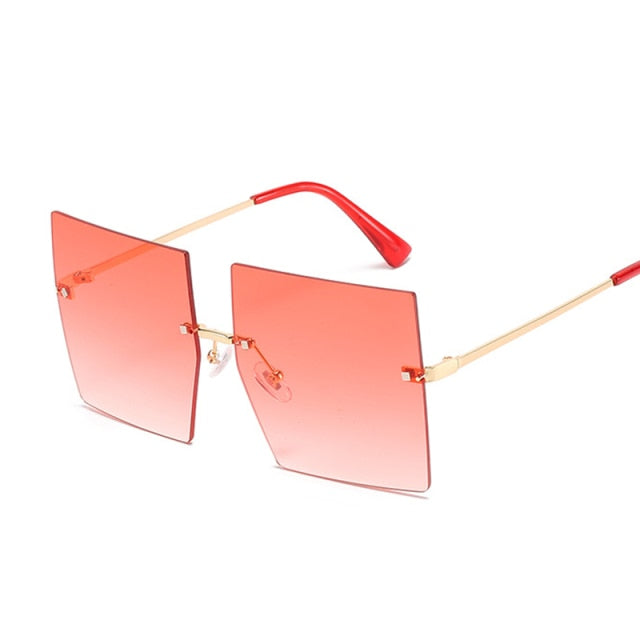 Square Oversized Sunglasses Women  Luxury Rimless   Big Frame - FlorentClothingStore 