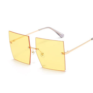 Square Oversized Sunglasses Women  Luxury Rimless   Big Frame - FlorentClothingStore 